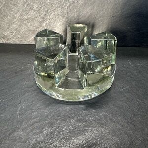 Dancing Ice Cubes Scandinavian Kosta Boda Art Glass Pillar Candle Holder display